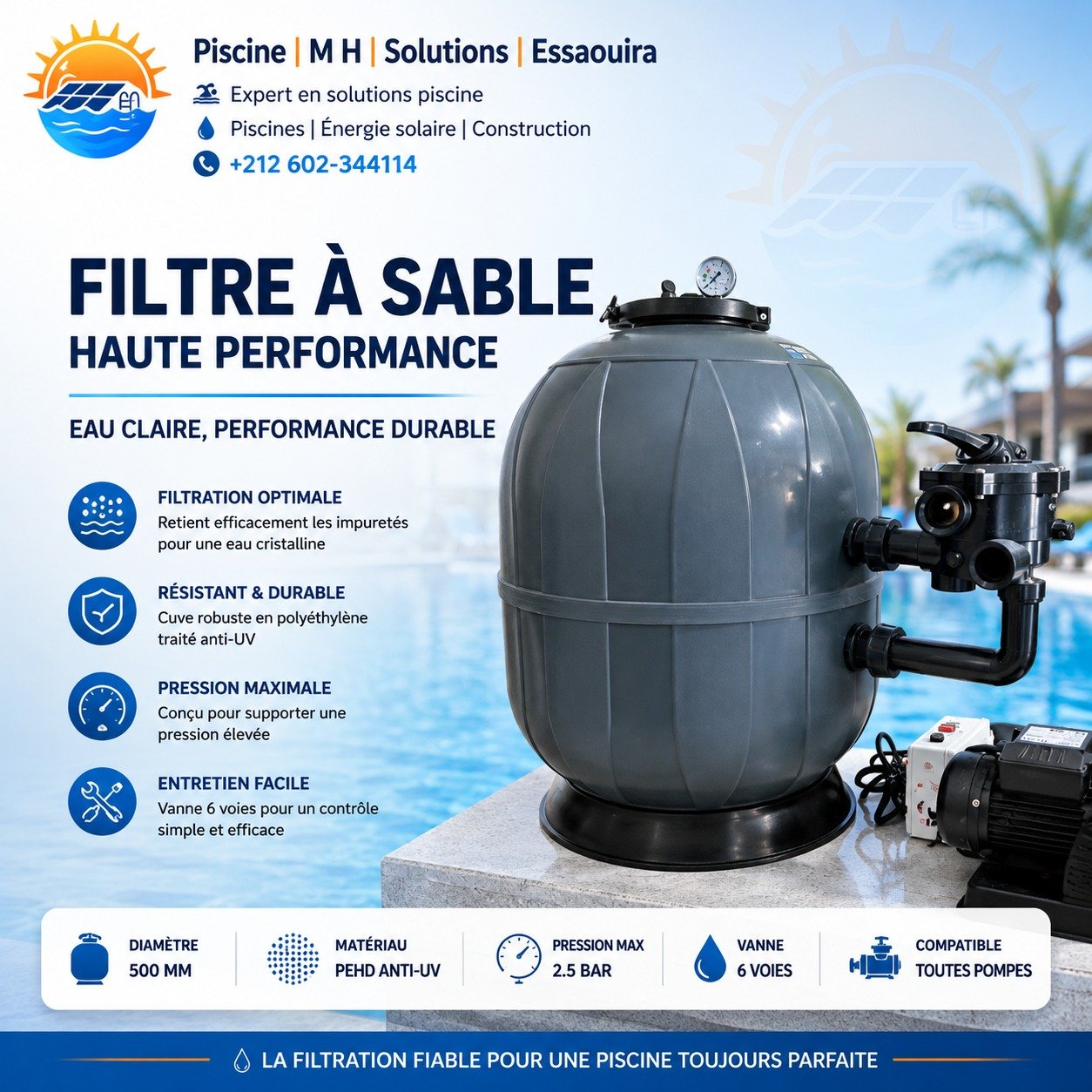 Filtre à Sable Haute Performance PEHD Anti-UV